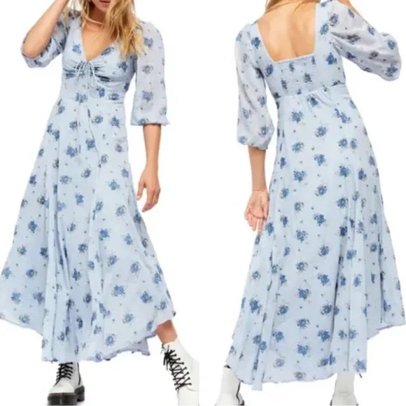 Free People Sea Glass Floral Midi Dress